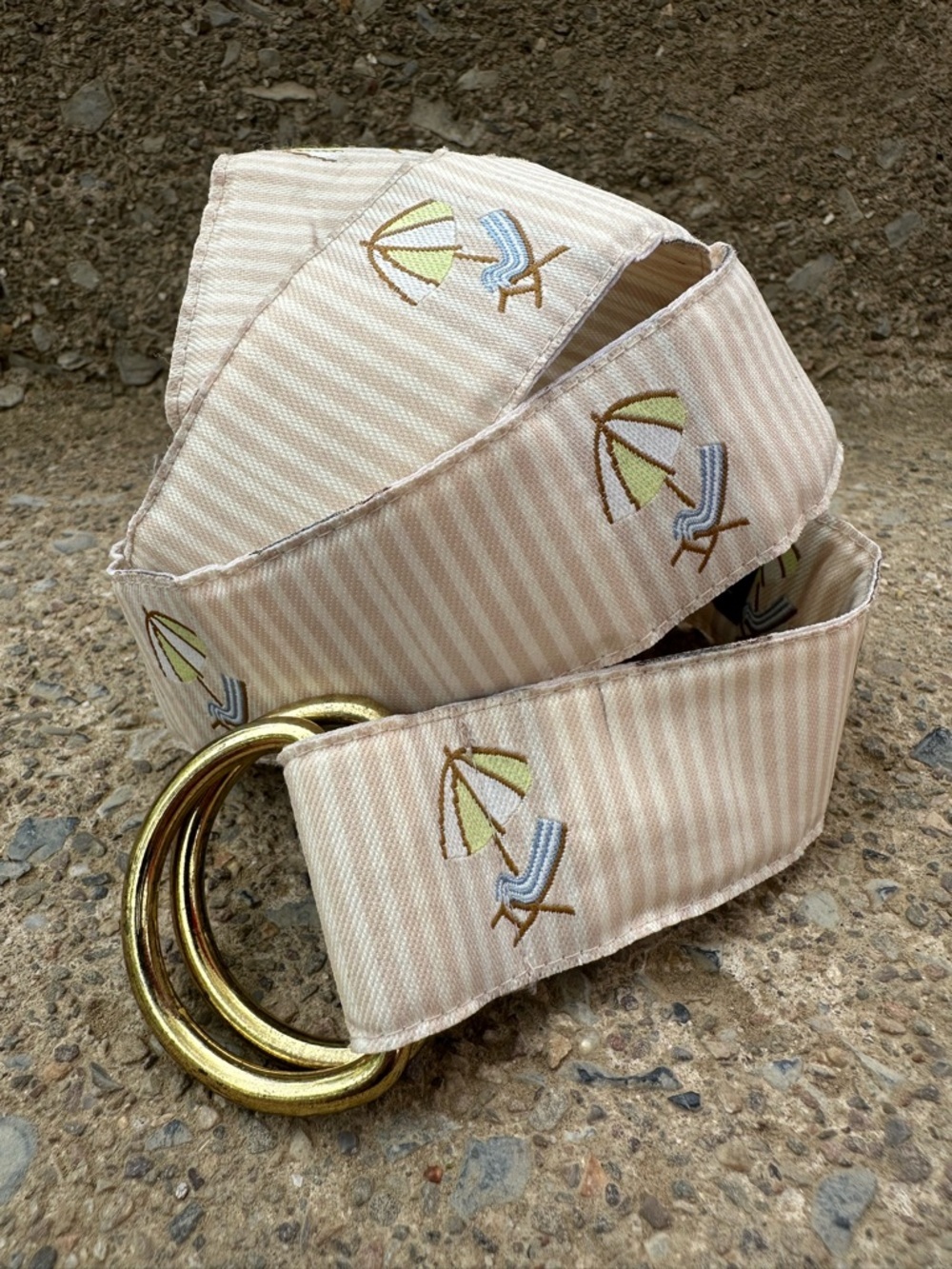 J.McLaughlin Seersucker D Ring Belt Beach‎ Umbrella Coastal Preppy L